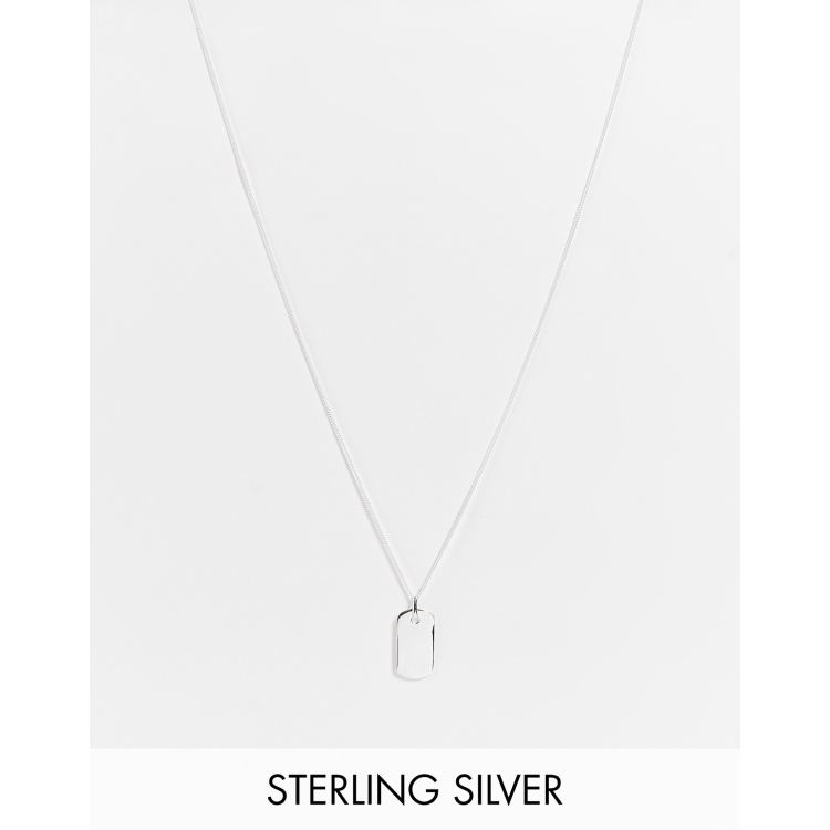 ASOS DESIGN sterling silver necklace with mini dog tag pendant
