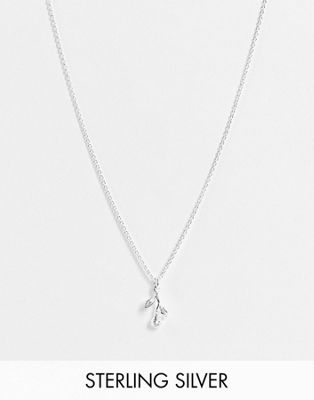ASOS DESIGN sterling silver necklace with rose pendant