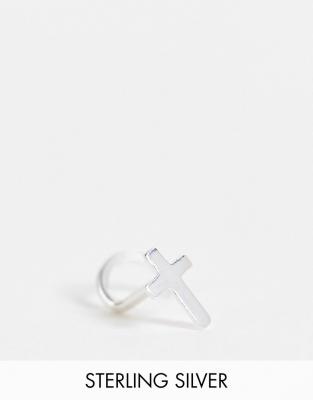 ASOS DESIGN sterling silver nose stud with cross
