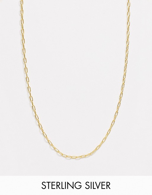 ASOS DESIGN sterling silver open link chain in 14k gold plate