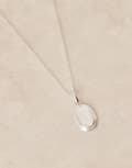 [ASOS DESIGN] ASOS DESIGN sterling silver oval pendant necklace in silver tone No Size SILVER