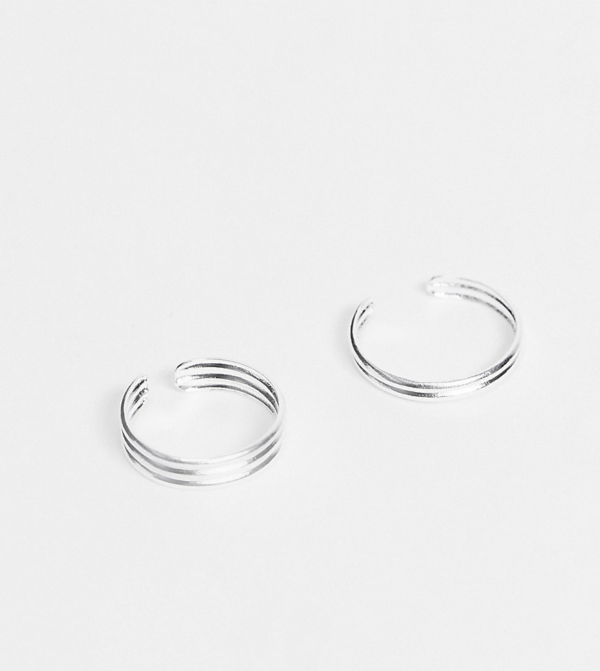 ASOS DESIGN sterling silver pack of 2 toe rings in double row design