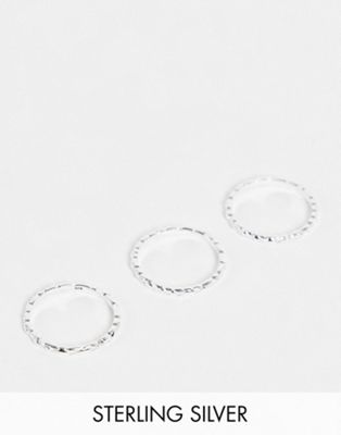 ASOS DESIGN sterling silver pack of 3 stacking rings