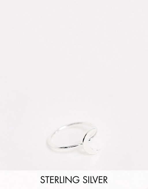 ASOS DESIGN sterling silver pinky ring with moon