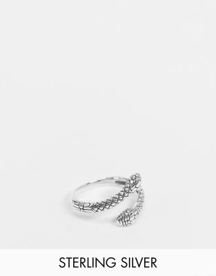 ASOS DESIGN STERLING SILVER PINKY RING WITH SNAKE DESIGN IN BURNISHED SILVER,PX3423-SP(0X)