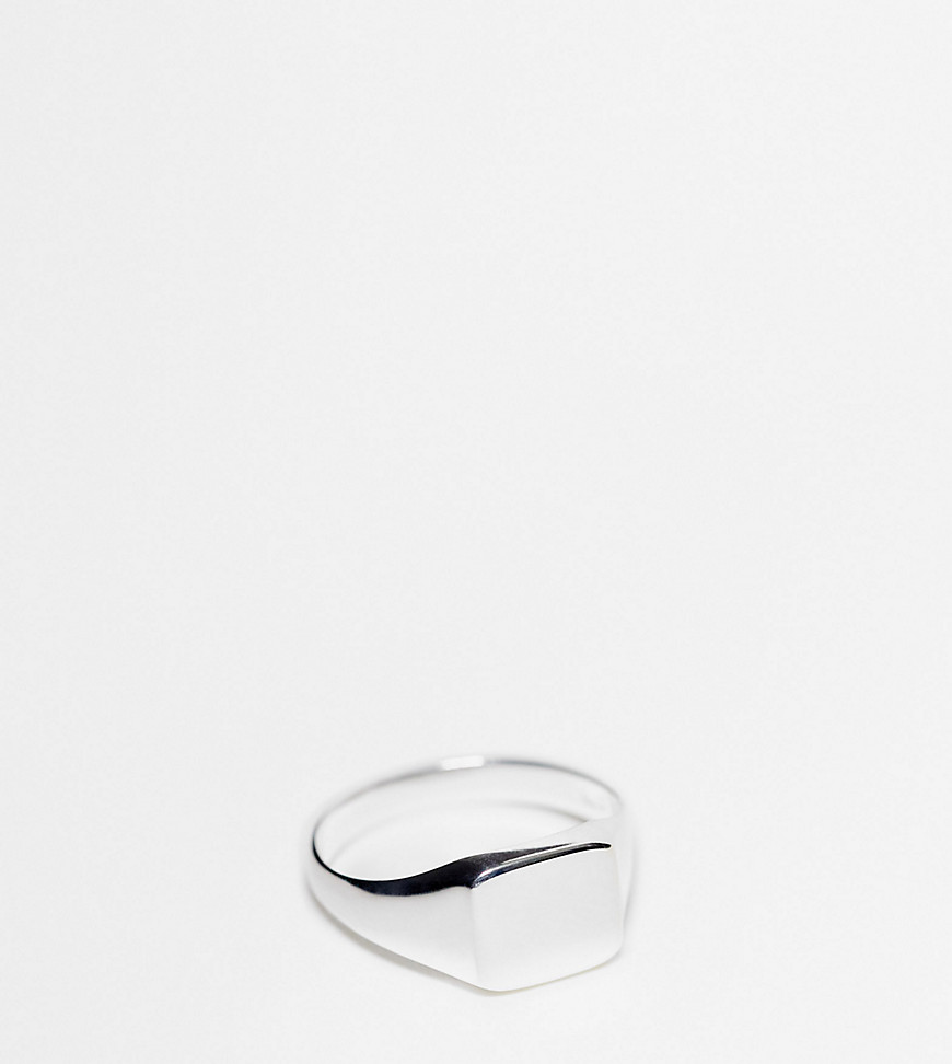 ASOS DESIGN sterling silver pinky signet ring in silver