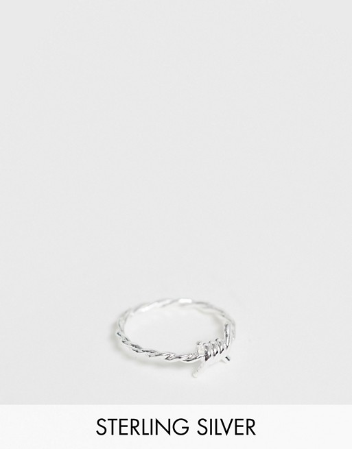 ASOS DESIGN sterling silver ring in barbed wire design