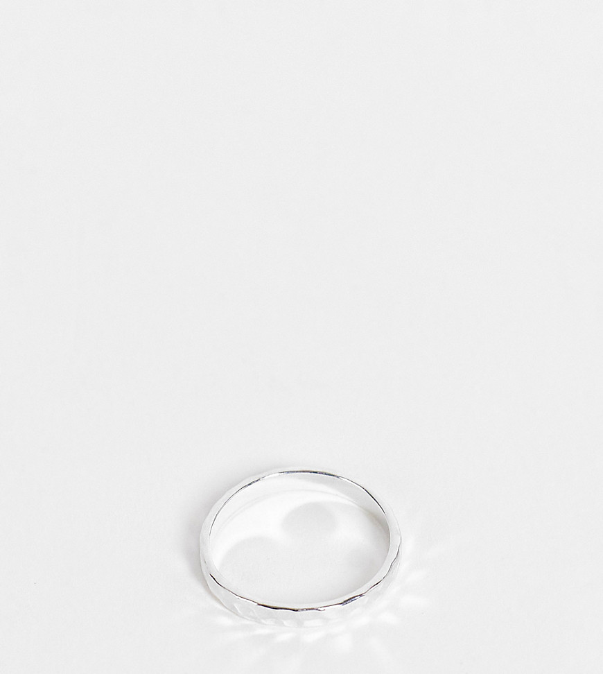 ASOS DESIGN sterling silver ring in hammered texture