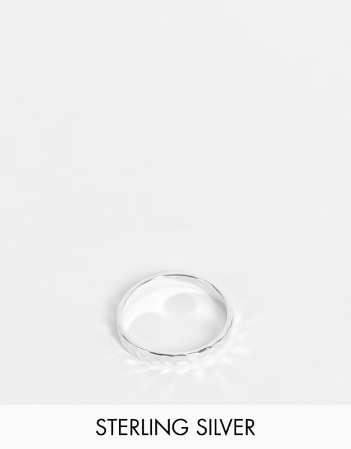 ASOS DESIGN sterling silver ring in hammered texture