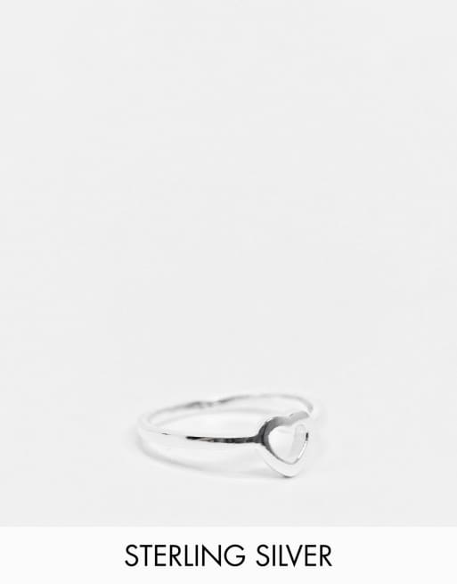 ASOS DESIGN sterling silver ring in open heart design