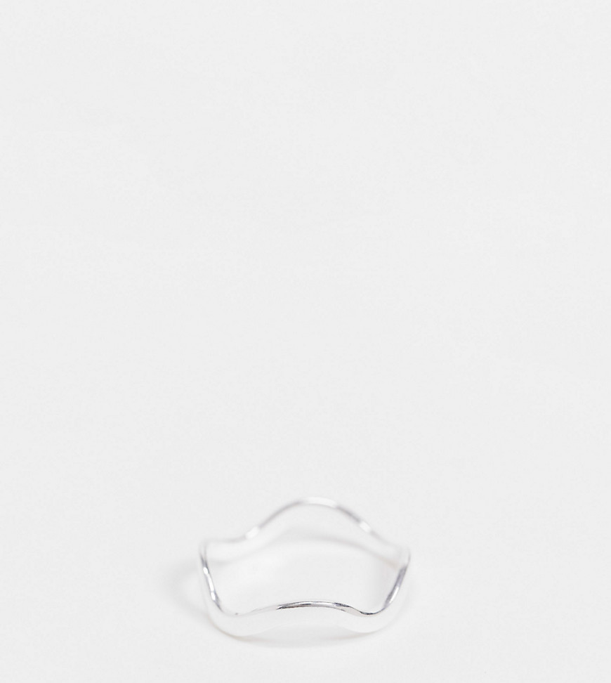 ASOS DESIGN sterling silver ring in sleek wave design