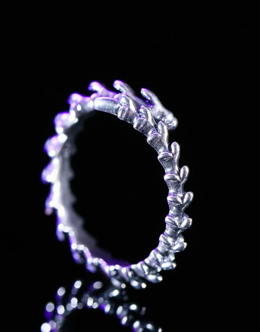 ASOS DESIGN sterling silver ring in wrap around spine design