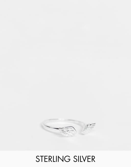 ASOS DESIGN sterling silver ring with angel wings