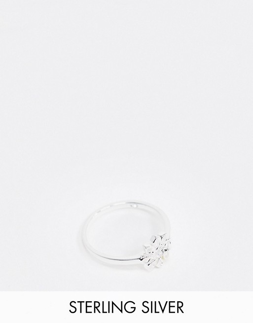ASOS DESIGN sterling silver ring with cut out flower design
