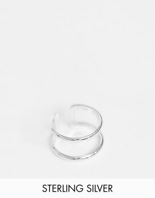 ASOS DESIGN sterling silver ring with double band design in silver - ASOS Price Checker