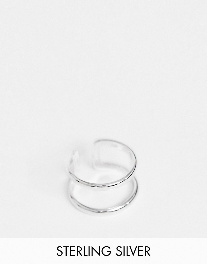 ASOS DESIGN sterling silver ring with double band design in silver