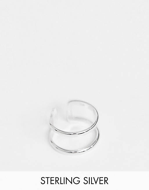 Gifts sterling silver ring with double band design in silver 