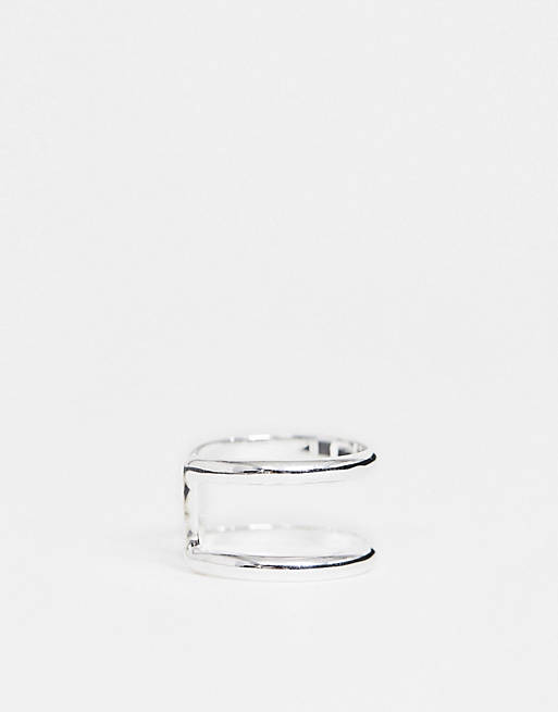Gifts sterling silver ring with double band design in silver 