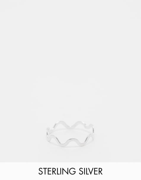 ASOS DESIGN sterling silver ring with wave design - view 1