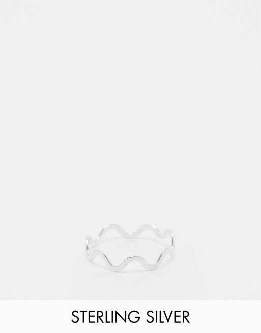  ASOS DESIGN sterling silver ring with wave design