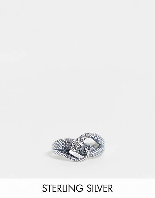 ASOS DESIGN sterling silver ring with wrap around snake design in silver