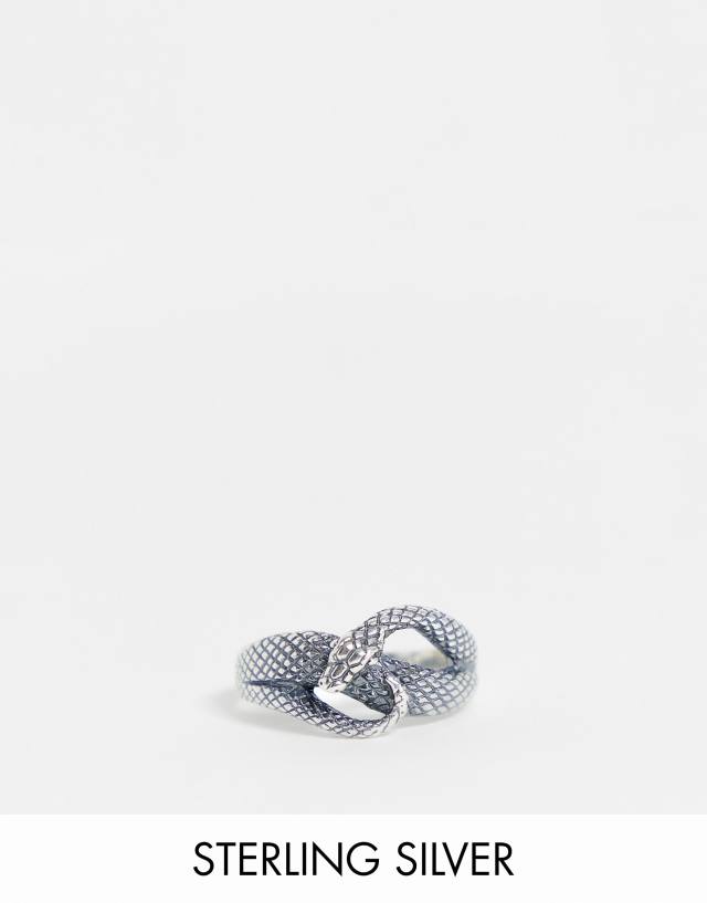 ASOS DESIGN sterling silver ring with wrap around snake design in silver