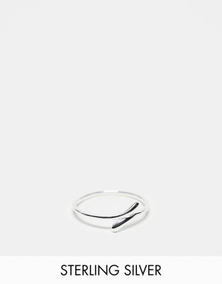 Asos Design Sterling Silver Ring With Wraparound Design