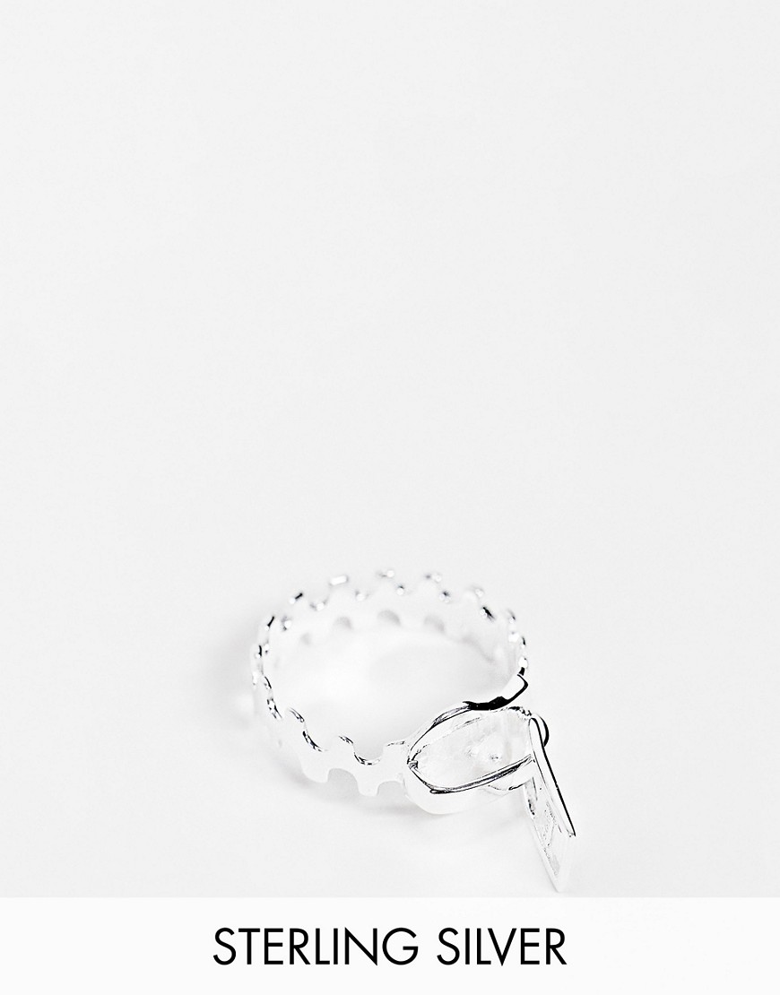 ASOS DESIGN sterling silver ring with zip design in silver