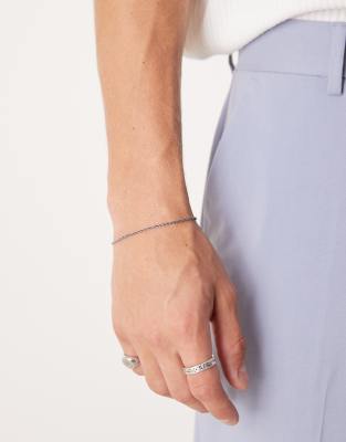 Asos Design Sterling Silver Rope Chain Bracelet In Silver