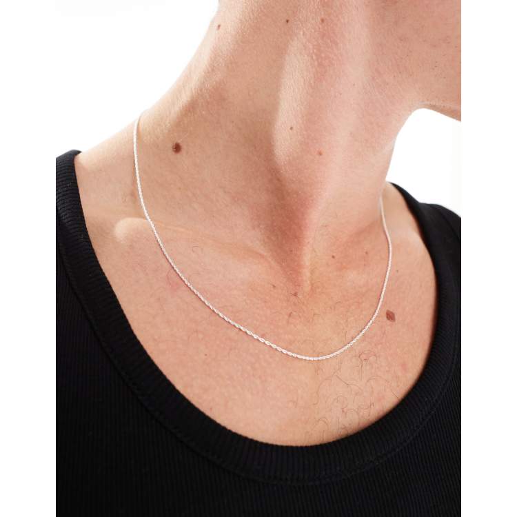 Mens silver rope chain on sale necklace