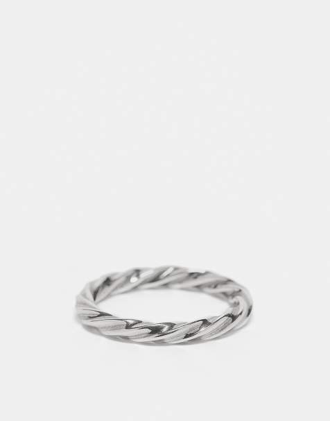 ASOS DESIGN sterling silver rope ring in silver - view 1