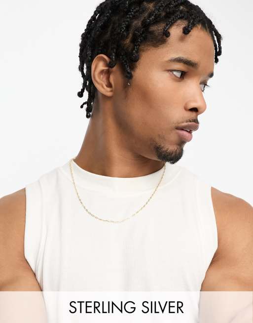 ASOS DESIGN sterling silver short neck chain in 14k gold plate