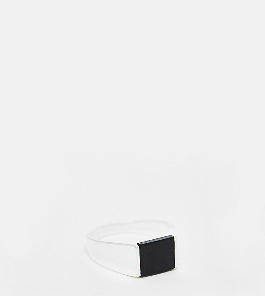ASOS DESIGN sterling silver signet ring with acrylic stone in silver