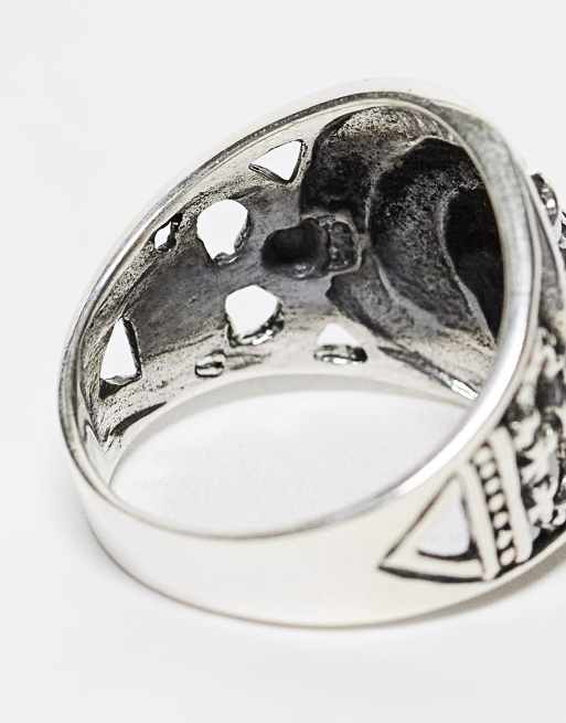 ASOS DESIGN sterling silver signet ring with lion's head in burnished silver, 4 of 4