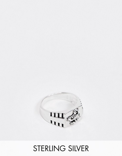 ASOS DESIGN sterling silver signet ring with scorpion design
