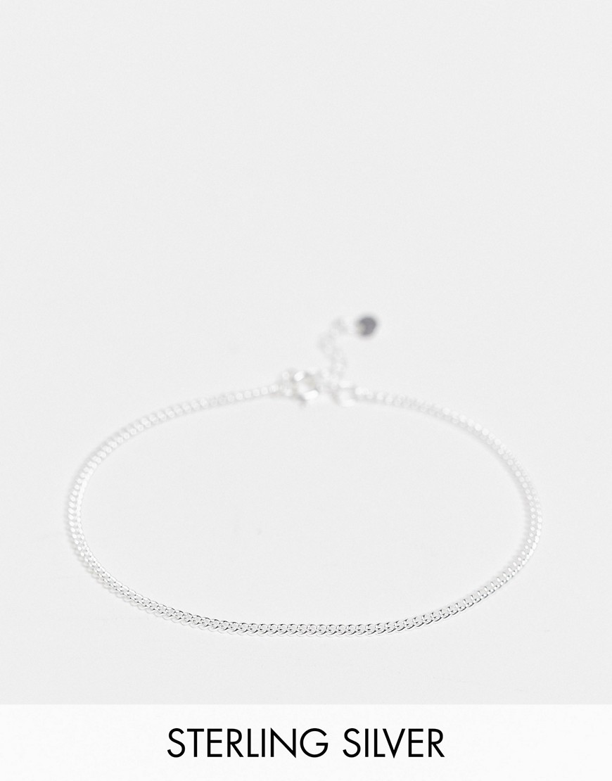 ASOS DESIGN sterling silver skinny chain bracelet with curb links in silver