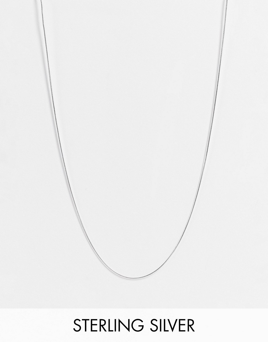 ASOS DESIGN sterling silver skinny neckchain with flat links in silver