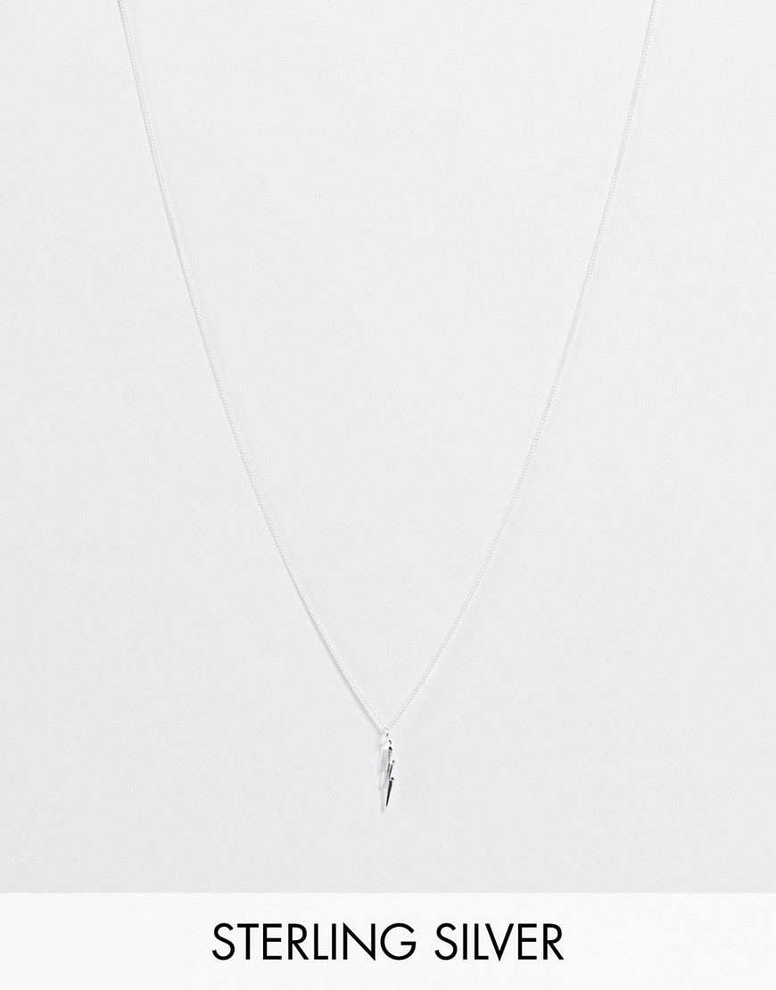 ASOS DESIGN sterling silver skinny neckchain with lightning bolt pendant in silver
