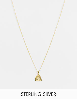 ASOS DESIGN sterling silver skinny neckchain with religious pendant in 14k gold plate