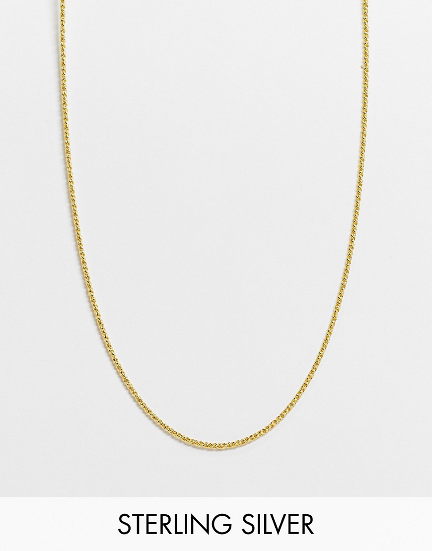 ASOS DESIGN sterling silver skinny neckchain with texture in 14k gold plate