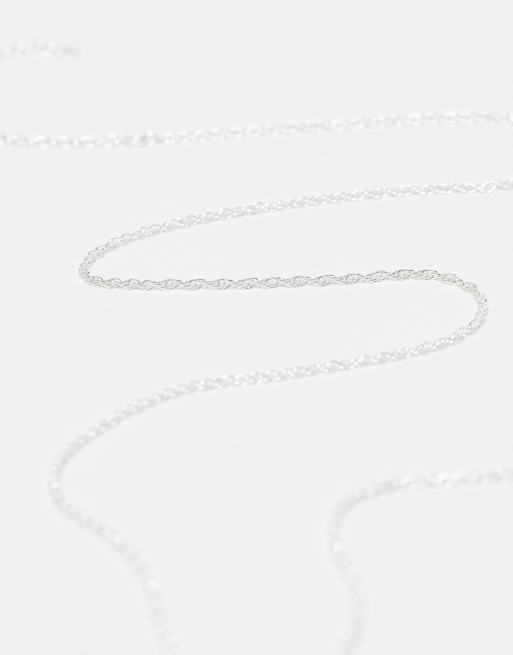 ASOS DESIGN sterling silver skinny rope neck chain in silver | ASOS