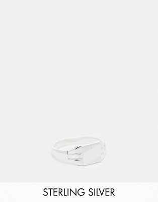 sterling silver slim signet ring in silver tone