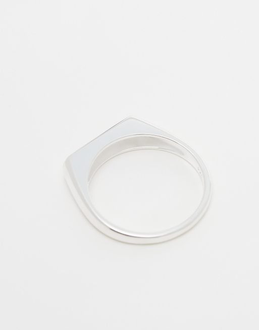 ASOS DESIGN sterling silver slim signet ring in silver, 3 of 4