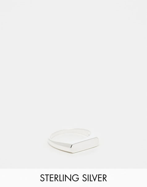 ASOS DESIGN sterling silver slim signet ring - view 1