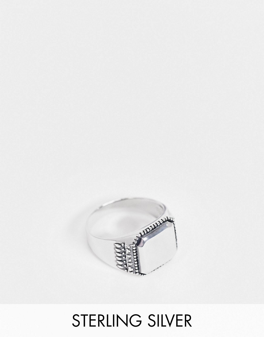 ASOS DESIGN sterling silver smart signet ring with emboss