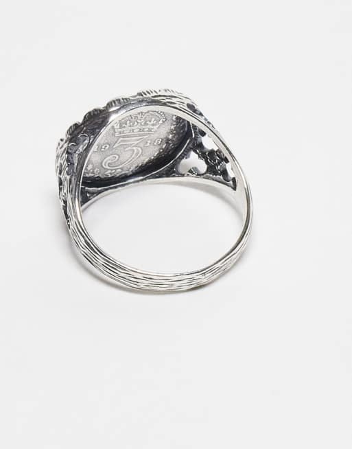 ASOS DESIGN sterling silver sovereign signet ring in silver | ASOS