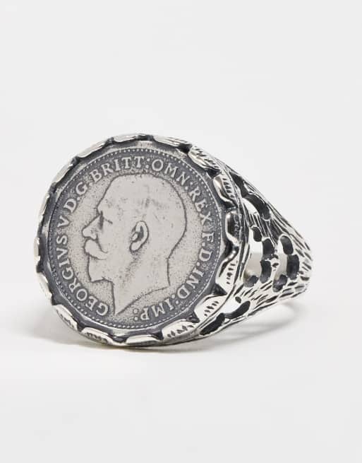 ASOS DESIGN sterling silver sovereign signet ring in silver | ASOS