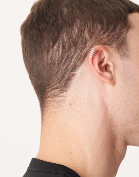 ASOS DESIGN sterling silver spring ear cuff in silver - view 1