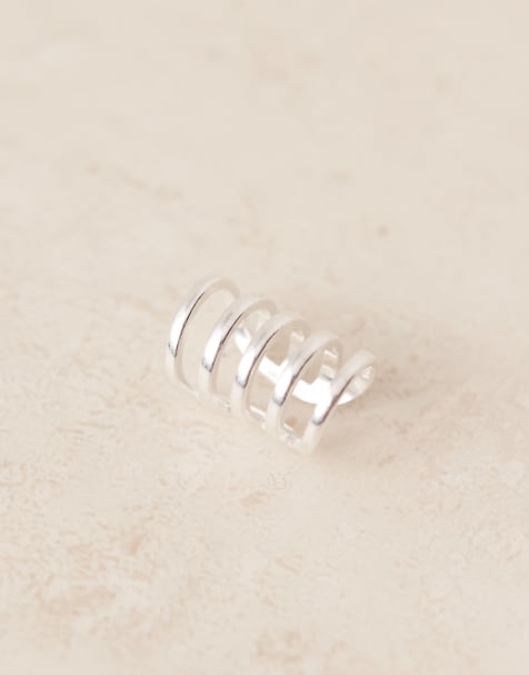 ASOS DESIGN Sterling silver spring ear cuff in silver - view 2