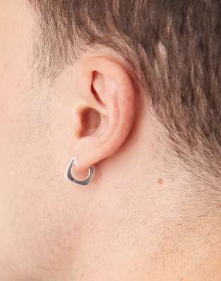 ASOS DESIGN sterling silver square hoops - view 1